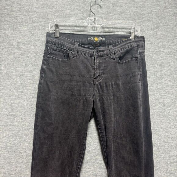 Lucky Brand Jeans Women 6/28 Black MidRise Brooke Straight Denim Comfort Stretch - Picture 2 of 13